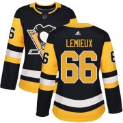 Wholesale Cheap Adidas Penguins #66 Mario Lemieux Black Home Authentic Women's Stitched NHL Jersey