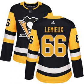 Wholesale Cheap Adidas Penguins #66 Mario Lemieux Black Home Authentic Women\'s Stitched NHL Jersey