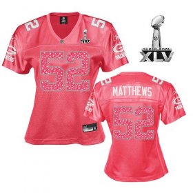 Wholesale Cheap Packers #52 Clay Matthews Red Women\'s Sweetheart Super Bowl XLV Stitched NFL Jersey