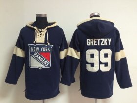 Wholesale Cheap 2014 Old Time Hockey New York Rangers #99 Wayne Gretzky Navy Blue Hoodie