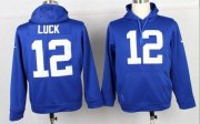 Wholesale Cheap Indianapolis Colts #12 Andrew Luck Blue Pullover NFL Hoodie