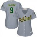 Wholesale Cheap Athletics #9 Reggie Jackson Grey Road Women's Stitched MLB Jersey