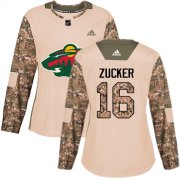 Wholesale Cheap Adidas Wild #16 Jason Zucker Camo Authentic 2017 Veterans Day Women's Stitched NHL Jersey
