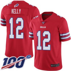 Wholesale Cheap Nike Bills #12 Jim Kelly Red Men\'s Stitched NFL Limited Rush 100th Season Jersey