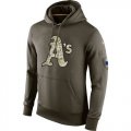 Wholesale Cheap Men's Oakland Athletics Nike Olive Salute To Service KO Performance Hoodie