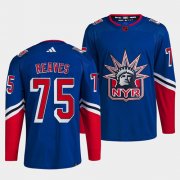 Wholesale Cheap Men's New York Rangers #75 Ryan Reaves Blue 2022 Reverse Retro Stitched Jersey