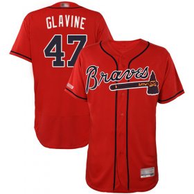 Wholesale Cheap Braves #47 Tom Glavine Red Flexbase Authentic Collection Stitched MLB Jersey