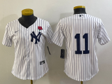 Cheap Women's New York Yankees #11 Anthony Volpe White Rose No Name Stitched Nike Cool Base Jersey