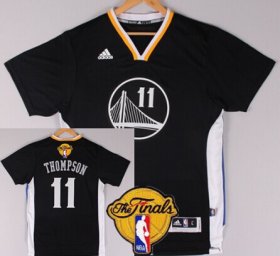 Wholesale Cheap Men\'s Golden State Warriors #11 Klay Thompson Black Short-Sleeved 2016 The NBA Finals Patch Jersey
