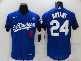 Wholesale Cheap Men\'s Los Angeles Dodgers #8 #24 Kobe Bryant Blue 2021 City Connect Flex Base Stitched Jersey