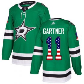 Wholesale Cheap Adidas Stars #11 Mike Gartner Green Home Authentic USA Flag Stitched NHL Jersey
