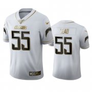 Wholesale Cheap Los Angeles Chargers #55 Junior Seau Men's Nike White Golden Edition Vapor Limited NFL 100 Jersey