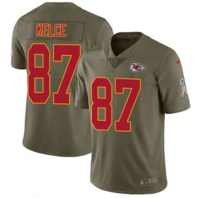 Wholesale Cheap Nike Chiefs #87 Travis Kelce Olive Youth Stitched NFL Limited 2017 Salute to Service Jersey