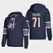 Wholesale Cheap Columbus Blue Jackets #71 Nick Foligno Blue adidas Lace-Up Pullover Hoodie