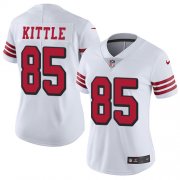 Wholesale Cheap Nike 49ers #85 George Kittle White Rush Women's Stitched NFL Vapor Untouchable Limited Jersey