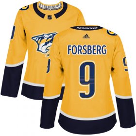 Wholesale Cheap Adidas Predators #9 Filip Forsberg Yellow Home Authentic Women\'s Stitched NHL Jersey