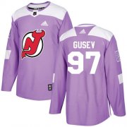 Wholesale Cheap Adidas Devils #97 Nikita Gusev Purple Authentic Fights Cancer Stitched NHL Jersey