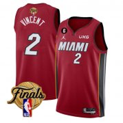 Wholesale Cheap Men's Miami Heat #2 Gabe Vincent Red 2023 Finals Statement Edition With NO.6 Patch Stitched Basketball Jersey