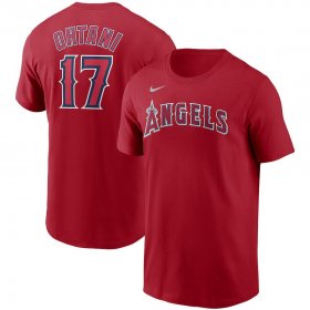 Wholesale Cheap Los Angeles Angels #17 Shohei Ohtani Nike Name & Number T-Shirt Red