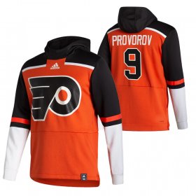 Wholesale Cheap Philadelphia Flyers #9 Ivan Provorov Adidas Reverse Retro Pullover Hoodie Orange