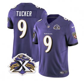 Wholesale Cheap Men\'s Baltimore Ravens #9 Justin Tucker Purple 2023 F.U.S.E With Patch Throwback Vapor Limited Stitched Jersey