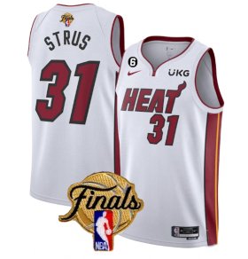 Wholesale Cheap Men\'s Miami Heat #31 Max Strus White 2023 Finals Association Edition With NO.6 Patch Stitched Basketball Jersey