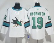 Wholesale Cheap Adidas Sharks #19 Joe Thornton White Road Authentic Stitched NHL Jersey