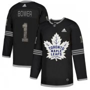 Wholesale Cheap Adidas Maple Leafs #1 Johnny Bower Black Authentic Classic Stitched NHL Jersey