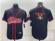 Wholesale Cheap Men's San Francisco 49ers Black Team Big Logo With Patch Cool Base Stitched Baseball Jersey