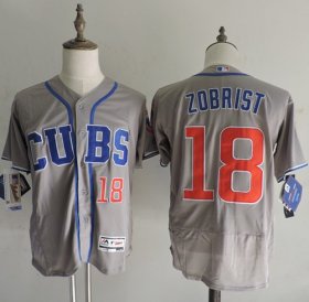 Wholesale Cheap Cubs #18 Ben Zobrist Grey Flexbase Authentic Collection Alternate Road Stitched MLB Jersey