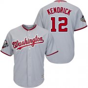 Wholesale Cheap Nationals #12 Howie Kendrick Grey Cool Base 2019 World Series Champions Stitched MLB Jersey