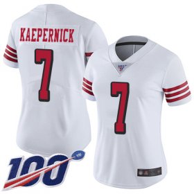 Wholesale Cheap Nike 49ers #7 Colin Kaepernick White Rush Women\'s Stitched NFL Limited 100th Season Jersey