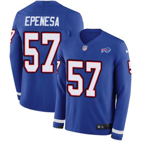 Wholesale Cheap Nike Bills #57 A.J. Epenesas Royal Blue Team Color Men\'s Stitched NFL Limited Therma Long Sleeve Jersey