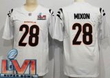 Wholesale Cheap Men's Cincinnati Bengals #28 Joe Mixon Limited White 2022 Super Bowl LVI Bound Vapor Jersey