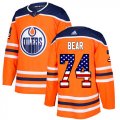 Wholesale Cheap Adidas Oilers #74 Ethan Bear Orange Home Authentic USA Flag Stitched NHL Jersey