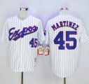 Wholesale Cheap Mitchell And Ness 1982 Expos #45 Pedro Martinez White(Black Strip) Throwback Stitched MLB Jersey