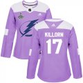 Cheap Adidas Lightning #17 Alex Killorn Purple Authentic Fights Cancer Women's 2020 Stanley Cup Champions Stitched NHL Jersey