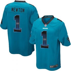 Wholesale Cheap Nike Panthers #1 Cam Newton Blue Alternate Men\'s Stitched NFL Limited Strobe Jersey