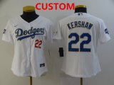 Wholesale Cheap Women's Los Angeles Dodgers Custom White Gold Championship Stitched MLB Cool Base Nike Jersey
