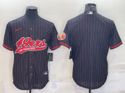 Wholesale Cheap Men's San Francisco 49ers Blank Black Pinstripe With Patch Cool Base Stitched Baseball Jersey