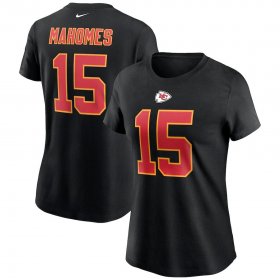 Wholesale Cheap Kansas City Chiefs #15 Patrick Mahomes Nike Women\'s Team Player Name & Number T-Shirt Black