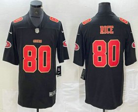 Cheap Men\'s San Francisco 49ers #80 Jerry Rice Black Red Fashion Vapor Limited Stitched Jersey