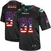 Wholesale Cheap Nike Dolphins #91 Cameron Wake Black Men's Stitched NFL Elite USA Flag Fashion Jersey