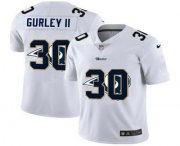 Wholesale Cheap Men's Los Angeles Rams #30 Todd Gurley II White 2020 Shadow Logo Vapor Untouchable Stitched NFL Nike Limited Jersey