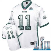 Wholesale Cheap Nike Eagles #11 Carson Wentz White Super Bowl LII Youth Stitched NFL Elite Drift Fashion Jersey