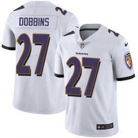 Wholesale Cheap Nike Ravens #27 J.K. Dobbins White Men\'s Stitched NFL Vapor Untouchable Limited Jersey