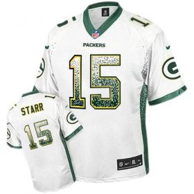 Wholesale Cheap Nike Packers #15 Bart Starr White Men\'s Stitched NFL Elite Drift Fashion Jersey
