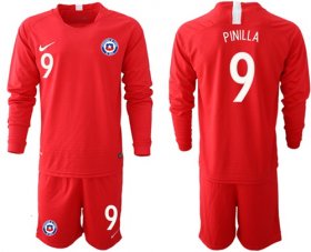Wholesale Cheap Chile #9 Pinilla Home Long Sleeves Soccer Country Jersey