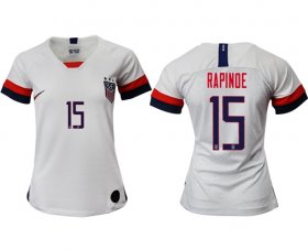 Wholesale Cheap Women\'s USA #15 Rapinoe Home Soccer Country Jersey