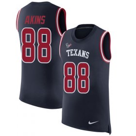 Wholesale Cheap Nike Texans #88 Jordan Akins Navy Blue Team Color Men\'s Stitched NFL Limited Rush Tank Top Jersey
